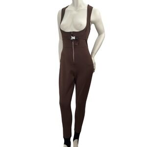 ASOS 4505 Ski Snow Brown Buckle Zip Stirrup Ski Suit Jumpsuit Women's XS